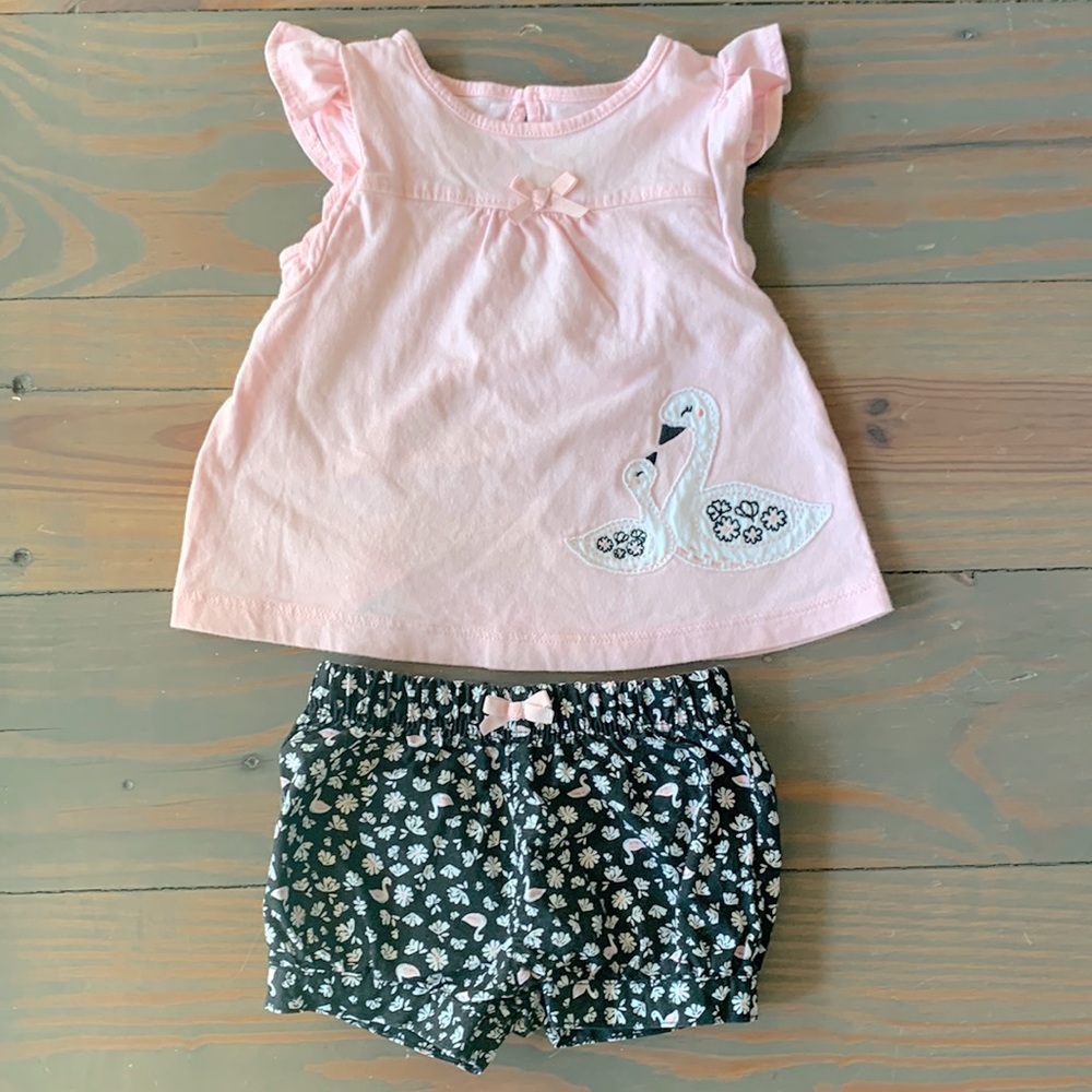 Mama/Baby Swan Flutter Shirt and Shorts